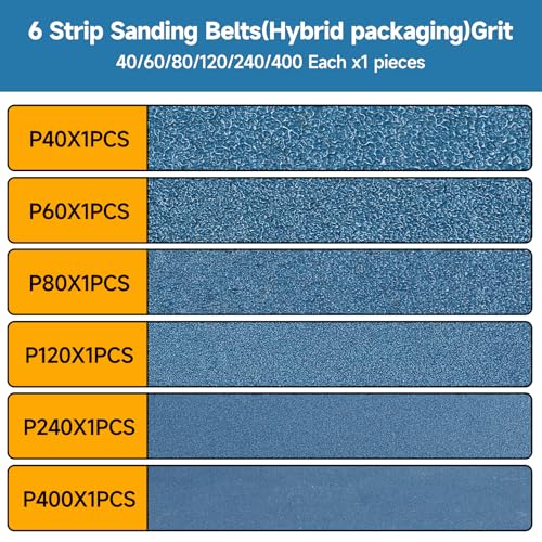 6-Piece Premium 3 x 18 Inch Zirconia Sanding Belts 40-400 Grit - color: Mix Grit, size: 3x18 Inch