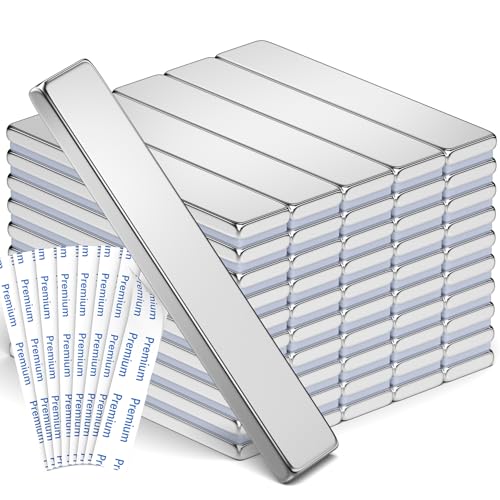 FINDMAG Magnetic Strips with Adhesive Backing, 50 Pack, 2.36x0.39x0.12in - color: Silver, size: 2.36 x 0.39 x 0.12 in