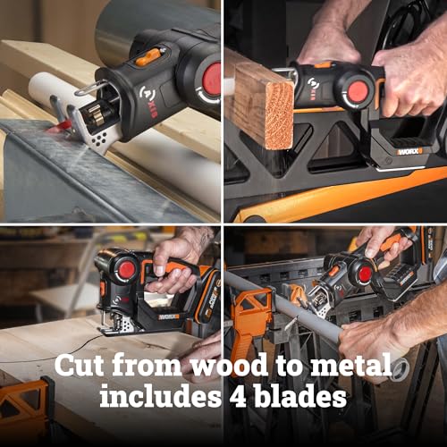 WORX Cordless Reciprocating Saw & Jigsaw, 20V 3/4-Inch 2-in-1, WX550L - style: 20V Battery + Charger Included