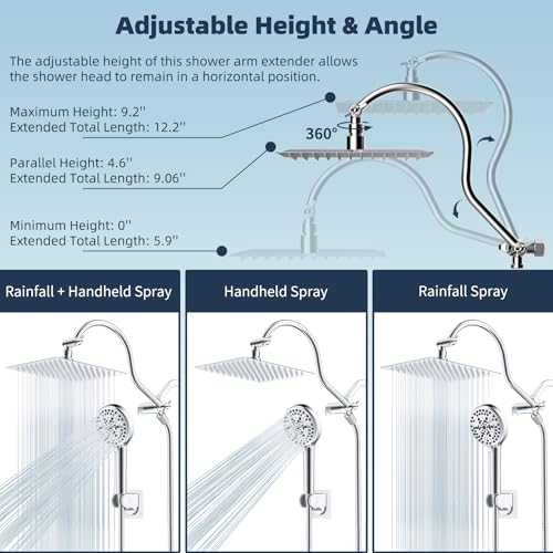 Hibbent All Metal cUPC Certified High Pressure Rainfall 8'' Shower Head - color: Chrome, style: Square 8''