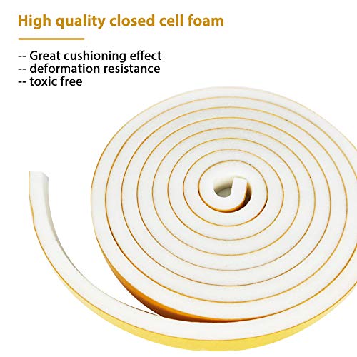 Weather Stripping for Doors-3 Rolls,1/2 Inch Wide X 1/4 Inch Thick - size: 1/2"(W) x 1/4"(T) x 20'(L)