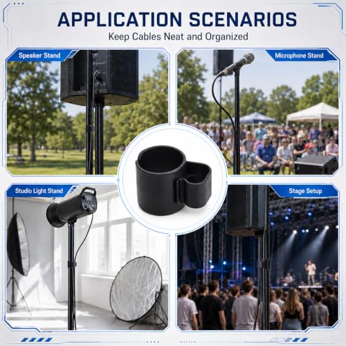10 Pack 35mm Speaker Pole Cable Clips, Speaker Stand Cable Management Clips, Audio Cable Holders for Cord Organization, Wire Clips for Studio Equipment, PA Speaker Stands and Event Setup