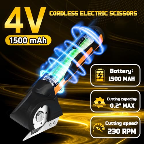4-In-1 Cordless Electric Scissors,90pcs Multi-Functional 4V Cardboard Cutter Electric,Includes Interchangeable Rotary Tool Kit,Suitable For Cardboard Cutting,Sanding,Drilling,And Diy Crafts