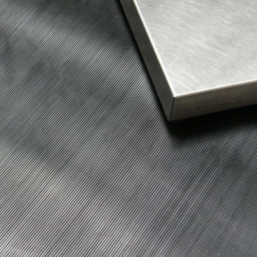 Rubber-Cal Fine Rib Corrugated Rubber Floor Mat - 1/8" x 4 ft x 2.5 ft Black - size: 30"L x 48"W x 0.1"Th
