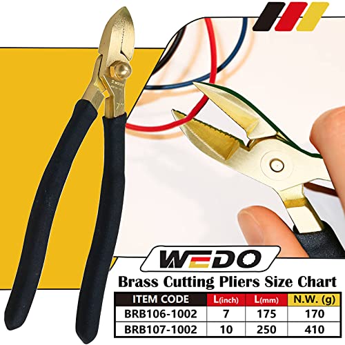 WEDO Brass Diagonal Cutting Pliers 10", Side Cutter with Non-Slip Handle, Side Cutting Pliers - size: 10"Diagonal Cutting Pliers