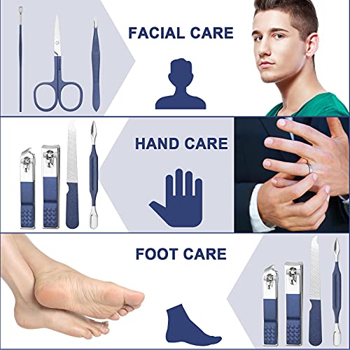 Aceoce Travel Manicure Set Pedicure Kit Nail Clippers Set Grooming Kit - color: Blue