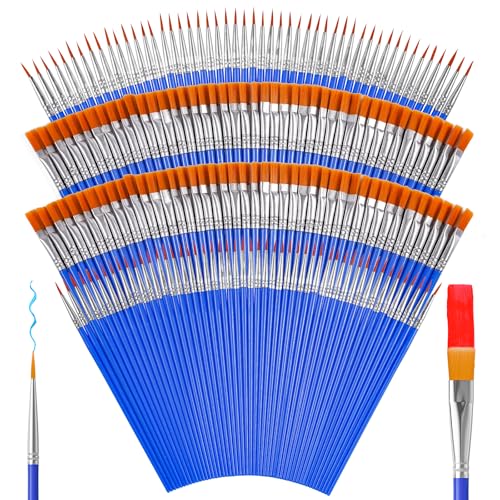 Smallbudi 168 PCS Small Paint Brushes Bulk for Kids Classroom - size: 84Flat+84round