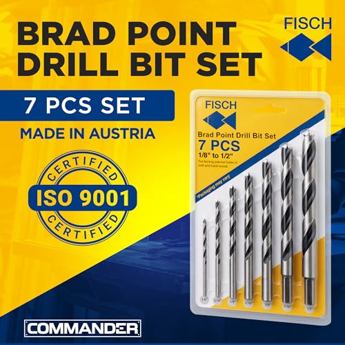 Premium Brad Point Drill Bit Set High-Accuracy Woodworking 1/8"- 1/2" 7 Pcs | Premium Brad Point Drill Bit, Woodworking w/ Beveled Edges for Smooth Tear-Free Holes Ideal for Professional & DIY Use - size: 7 Piece Set (1/8 in - 1/2 in)