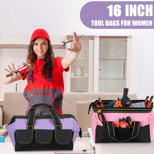 Sanwuta 3 Pack 16 Inch Tool Bags, Classic, Red, Pink, Light Purple - color: Red, Pink, Light Purple, size: 16 Inch, style: Classic
