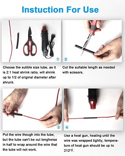 650 Pcs Heat Shrink Tubing Kit, 2:1 Wire Shrink Wrap Tube, 8 Sizes, Black - size: Ratio 2:1