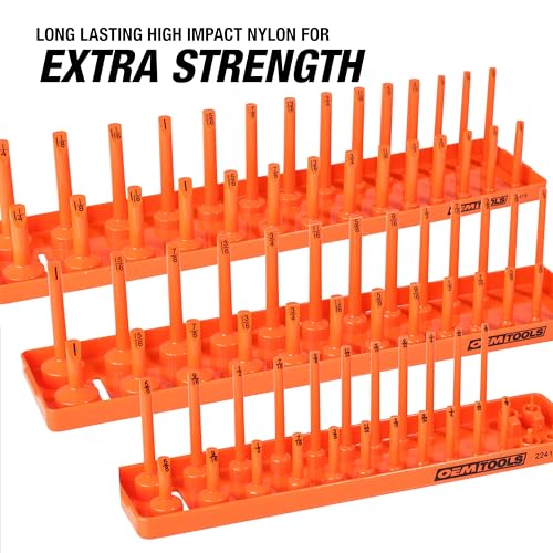 OEMTOOLS 22418 6-Pc SAE & Metric Socket Tray Set for Sizes 1/4", 3/8”, 1/2" - color: Orange/Black