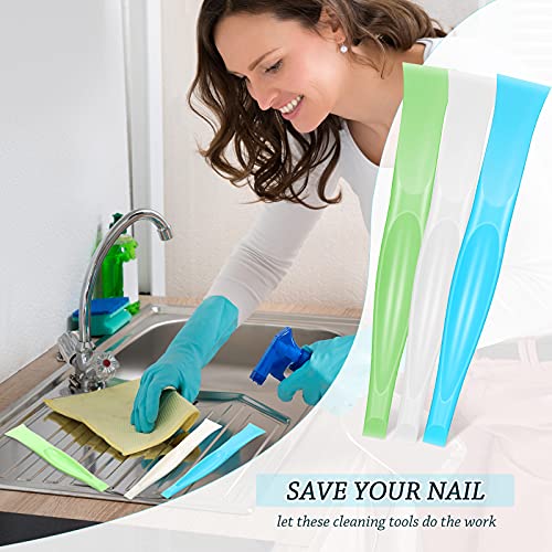 Honoson 6 Pcs Non-scratch Plastic Scraper Cleaning Tool, White Blue Green - color: White Blue Green