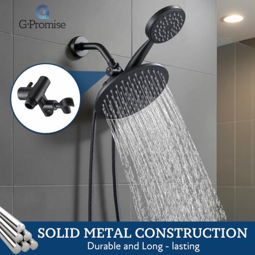 G-Promise Solid Metal Shower Head Diverter with Holder 3-Way - color: Matte Black