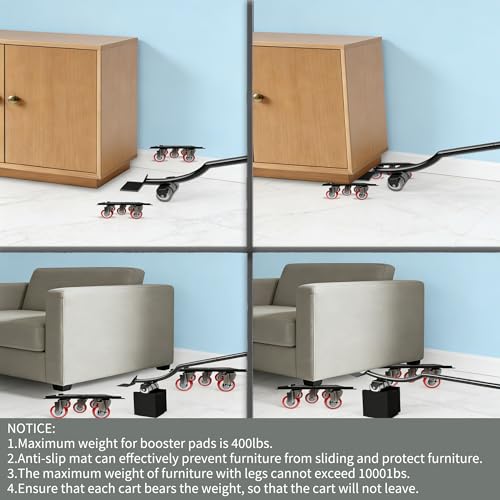 Furniture-Movers-with-Wheels-Dollies,Furniture-Dolly 360°Rotatable and Lockable,Furniture Sliders with 5 Wheels Rubber Silent Furniture Lifter Tool Set,3300 lbs Load Capacity,6.3×6.3IN Red - color: Furniture Mover Red