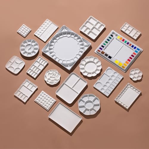 MEEDEN Ceramic Watercolor Palette: 33-Well Large Paint Palette with Lid - size: 13.5 x 10.8 inch-with lid