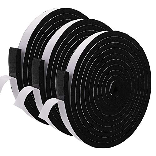 Jucoan 49 Feet Weather Stripping Foam Insulation Tape, 1 Inch Wide x 1/2 Inch Thick Self Adhesive Foam Seal Tape, High Density Door Seal Strip Window - size: 1 In x 1/2 In x 49 Ft