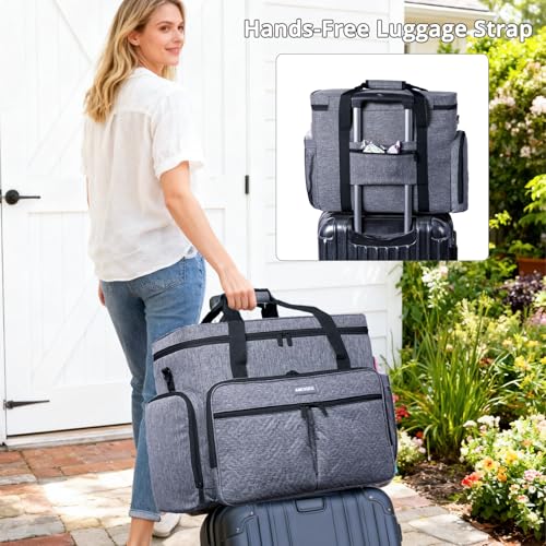 AMOIGEE Rolling Craft Bag with Wheels for Sewing Machine & Craft Supplies - color: Grey - Black, size: With Wheels