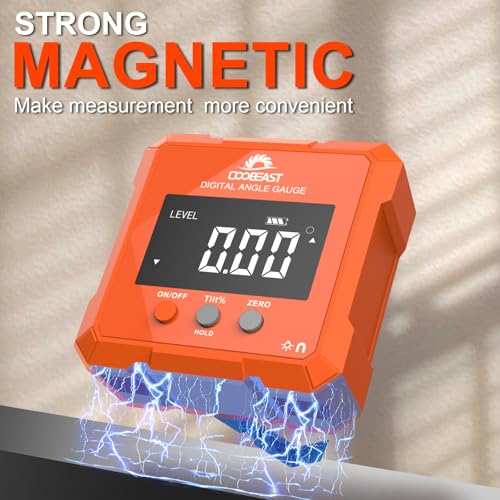 Digital Angle Finder Magnetic Base Compact Digital Level Protractor Orange - color: Orange