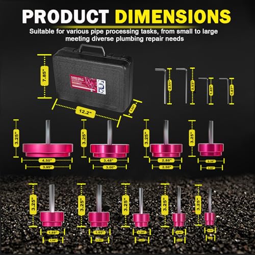 Premium 9-Piece PVC Pipe Reamer Kit, Includes Sizes 1/2", 3/4", 1", 1-1/4", 1-1/2", 2", 2-1/2", 3", 4", For Standard 1/2" Drills, Ideal for PVC, CPVC, ABS Pipes, Perfect for Plumbing Repairs
