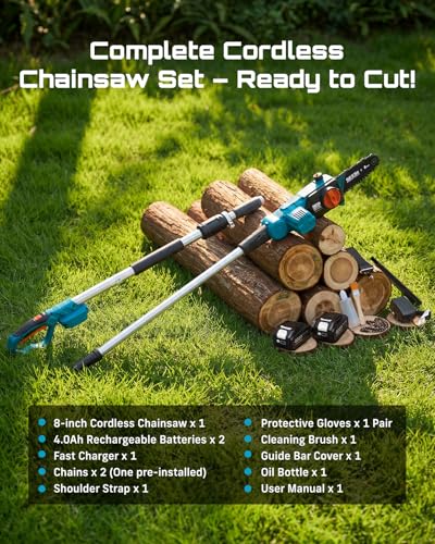 SEESII 21V 8-Inch Electric Pole Saw, Battery & Charger Included - color: True Blue