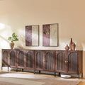 IFGET 123.5" W Modern Arched Sideboard Buffet Cabinet with Storage, Brown - color: Brown, size: 4 Pieces