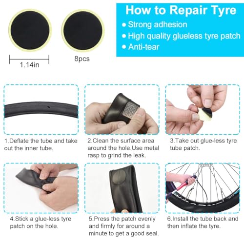 Chumxiny Bike Repair Kit Contains 16-in-1 Tool, 120Psi Mini Bicycle Pump, Tire Patch, Used for Mountain/Road Bike.