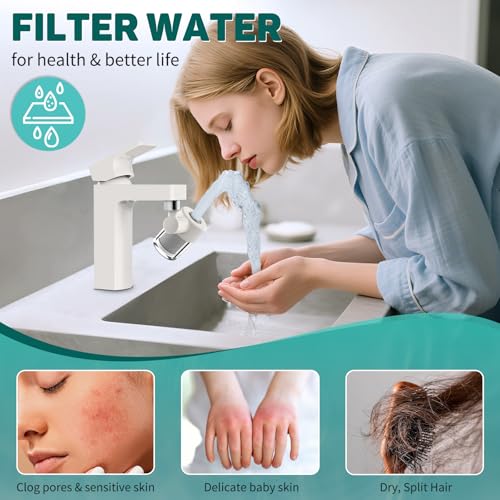CECEFIN Sink Faucet Water Filters for Bathroom Kitchen, 99% Reduce Chlorine - color: H- White-Faucet water filter