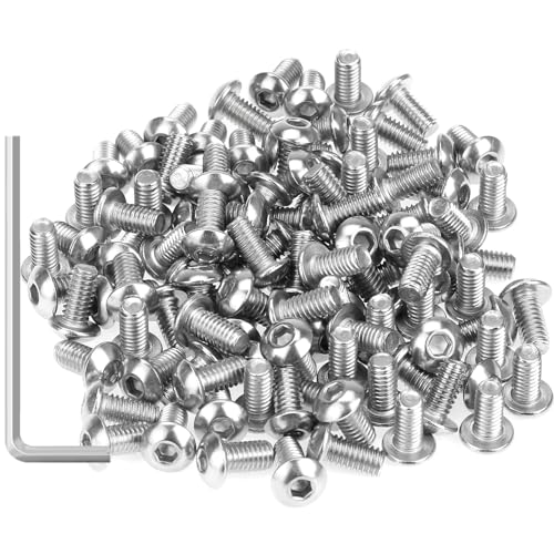 105 Pieces M4 x 8mm Button Head Socket Cap Screws, Thread Pitch 0.7mm, Sutemribor M4 Screws, 304 Stainless Steel, Fully Threaded, Silver - size: M4 x 8mm, style: Button Head