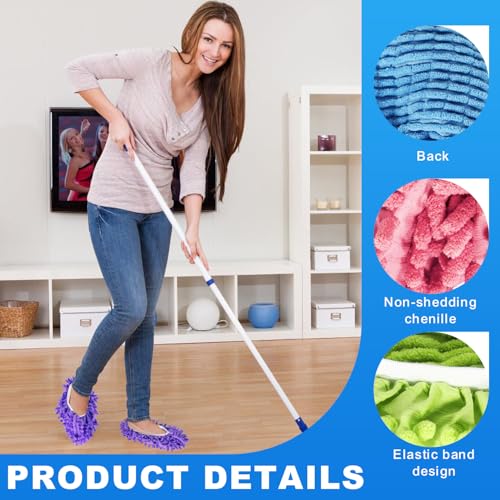Mop Slippers Shoes 15 Pairs (30 Pieces) - Microfiber Cleaning House Mop Slippers, Floor Cleaning Tools Shoe Cover, Soft Machine Washable Reusable Microfiber Foot Socks for House Kitchen Office - color: 15 Pairs, 30 Pieces, 5 Colours