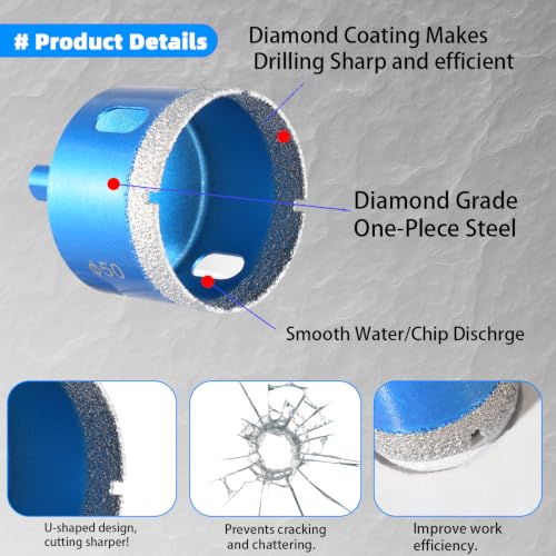 Diamond Core Hole Saw Kit 3-50Mm Dry Wet Drill Bits EVA Positioner 14 Pcs