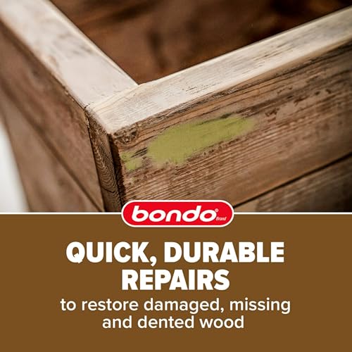 3M Bondo Wood Filler 30 oz (850.49 g) with Bondo Cream Hardner 0.5 oz (14g), Repairs Chips and Cracks in Wood, Sandable, Paintable, and Stainable (WF-QT-ES)