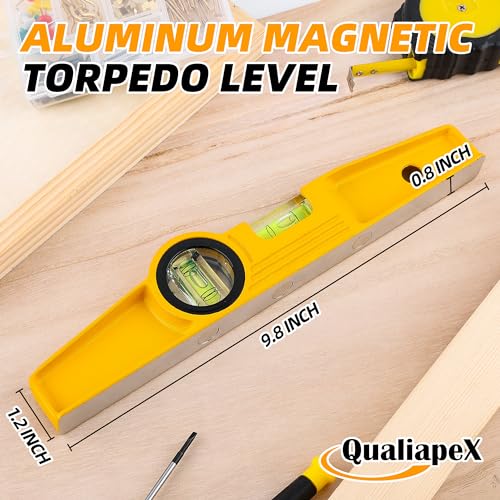 10 Inch Aluminum Die-Cast Magnetic Torpedo Level, Magnetic Professional Scaffolding Spirit Level, Torpedo Level with Rare Earth Magnet 250MM and Holster
