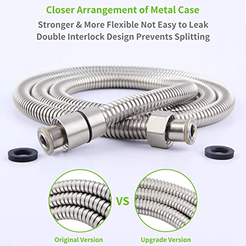 Angle Simple Brushed Nickel Flexible Shower Hose 59 Inches, 1/2" IPS - color: Brushed Steel, size: 59 Inch
