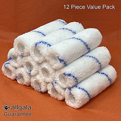 Allgala 12-Piece 4" Mini 3/8" Nap Shedless Microfiber Paint Roller Cover - TH10306 - size: 4" Mini (Pack of 12)