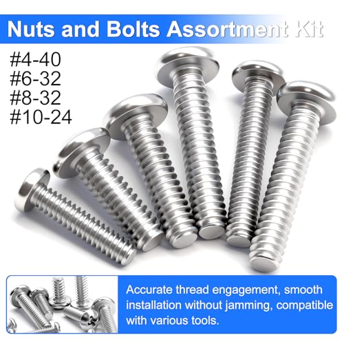 730Pcs Machine Screws Nuts and Bolts Assortment Kit, 304 Stainless Steel Bolts 16 Sizes #4-40#6-32#8-32#10-24 Phillips Pan Head Hardware Screws Assortment Kit with Nuts and Washers - size: 730PCS
