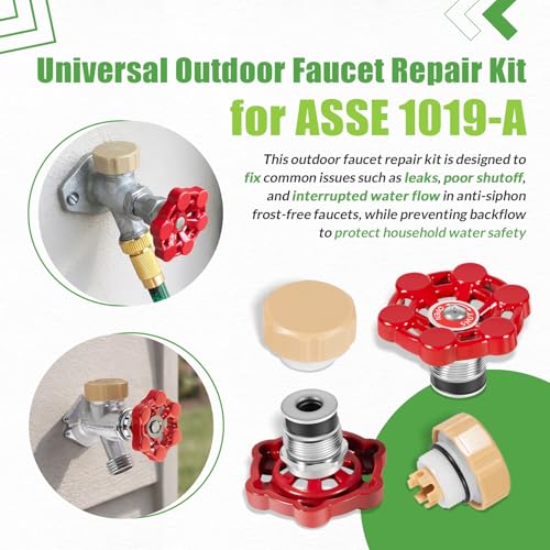 ASSE 1019-A Repair Kit for Anti-Siphon Frost-Free Sillcock Valves, Universal Outdoor Faucet Repair Kit Including VACVBKX1B Vacuum Breaker Kit and Metal Handle (2 Pack)