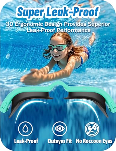 Vvinca Kids Swim Goggles, Swimming Goggles for Kids 3-14 Anti-Fog UV Protection No Leak Pool Glasses for Boys Girls - color: 11- Blue& Black