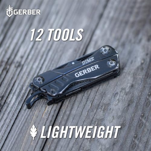 Gerber Dime 12-in-1 Mini Multitool Pliers, Pocket Knife,Bottle Opener,Black - color: Black, size: Single