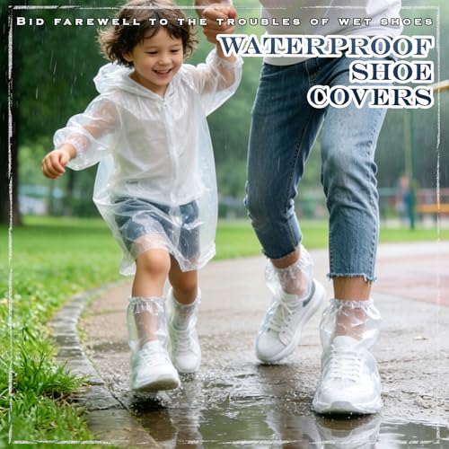 Individually Packaged Rain Shoe Covers for Adults, 40 Pcs Clear Disposable Plastic Shoe Ponchos, Wear-resistant & Portable，Perfect for Use in Rain, Snow and Disney (Kids + Adults, M 40Pcs) - size: Kids + Adults M 40Pcs