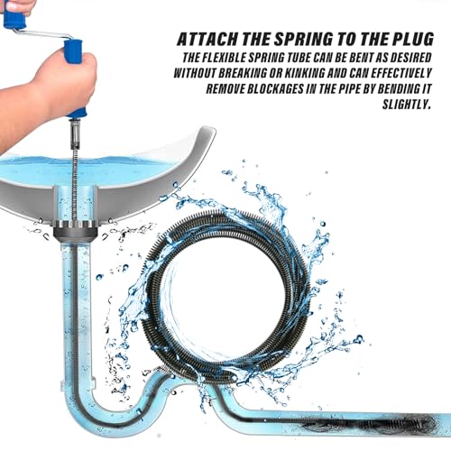 32.8ft x 1/2" Drain Snake Plumbing Pipe Cleaning Cable w/ 6 Cutters