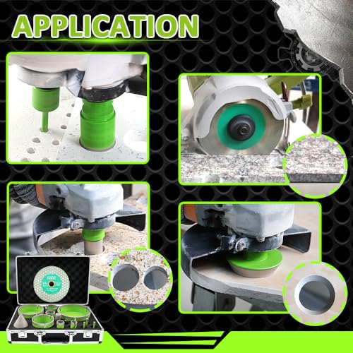 Tile Hole Saw Kit Diamond - (6/6/8/20/25/35/50/75/100/125mm Drill Bits+Finger Bit+Chamfer Bit+Adapter+Tile Blade) Diamond Hole Saw Kit for Porcelain Ceramic,5/8"-11 Thread - size: Kit3