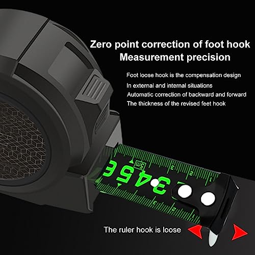 Xiaokeis 7 M Steel Measuring Tape - High Contrast Dark Mode Easy Read Fluorescent Tape Measure for Low Light Visibility - Heavy Duty Self-Locking Thicken Measuring Tape Retractable(Black)