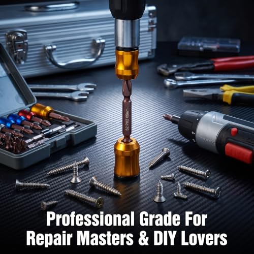 6 Pack Magnetic Screw Holder Rings &Screwdriver Bit Set, 1/4 Inch Hex Screwdriver Bit Holders for Impact Driver and Drill, Removable Screw Grippers for One-Handed Driving
