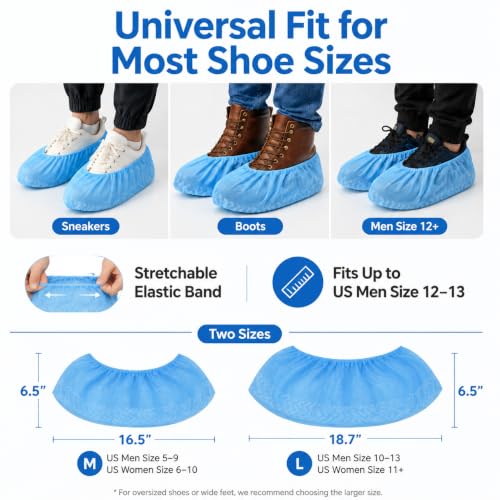 Disposable Boot Covers Non Slip Clean Home Shoe Covers - color: Blue, size: Large