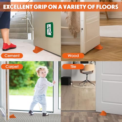 Frienda 2 Pcs Heavy Duty Rubber Door Stops Wedge Stackable,Orange - color: Orange