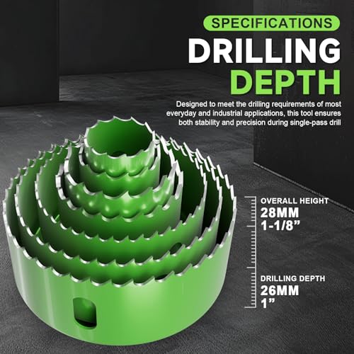 27 Piece Hole Saw Set - High Carbon Steel 19-152mm (3/4" to 6") Blades for Drywall, Softwood, Plastic, and PVC; Professional Grade with Instant Support - size: 27PCS(3/4" to 6"/19-152mm )