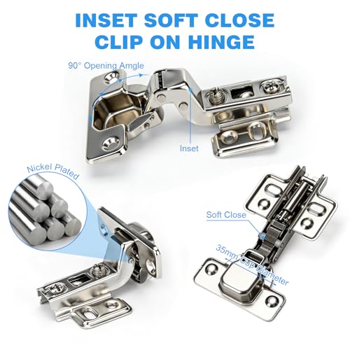4 Pack Soft Close Cabinet Hinges 35mm, Inset Hinge for Kitchen - size: 35 mm