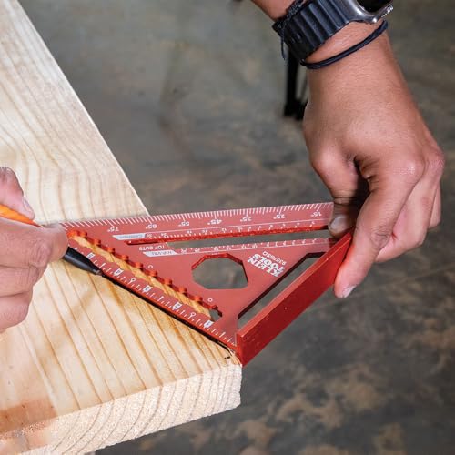 Klein Tools 9357SSQ Rafter Square, 7-Inch, Double Laser Etched Aluminum, Multi-Functional, Carpenter Measuring Layout Tool, Triangle Ruler for Woodworking - size: Rafter Square, 7-Inch