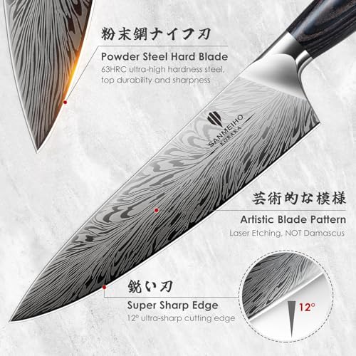 3PCS Kitchen Knife Set,Chef Knife Sets in Powder Steel - size: 3PCS Knife Set