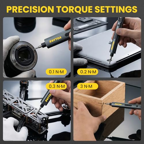 Mini Electric Screwdriver Set 3.7V, Precision Electric Screwdriver Cordless 80-in-1, 4 Torque Settings, 60 S2 Metal Bits, Magnetic Storage, Repair Tool for Electronics Watch Laptop Clocks Cameras